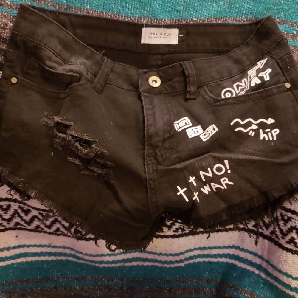 Distressed Graffiti Shorts